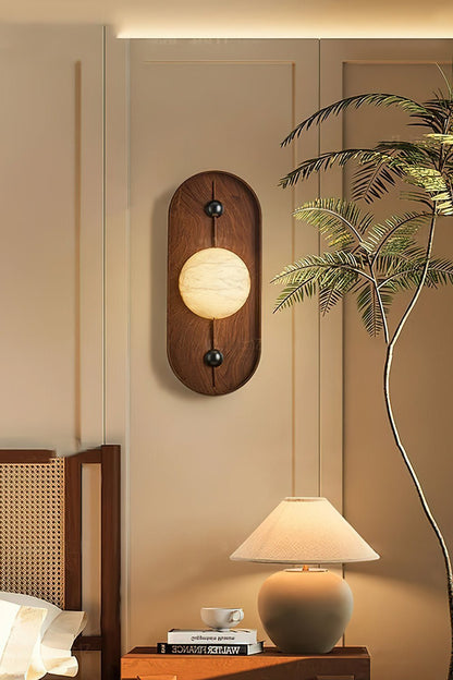 Bezel Wall Lamp | Alabaster & Metal | Walnut Color