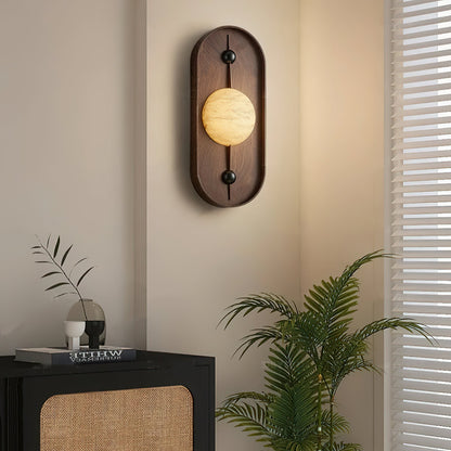 Bezel Wall Lamp | Alabaster & Metal | Walnut Color