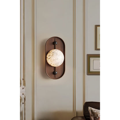 Bezel Wall Lamp | Alabaster & Metal | Walnut Color