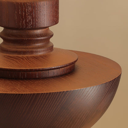 Bhaskara Table Lamp | Solid Wood Base & Fabric Shade | Walnut & White