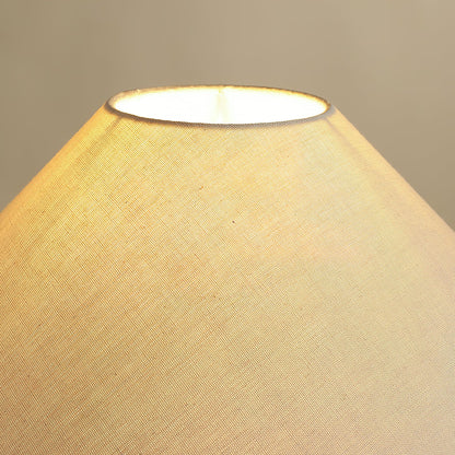 Bhaskara Table Lamp | Solid Wood Base & Fabric Shade | Walnut & White