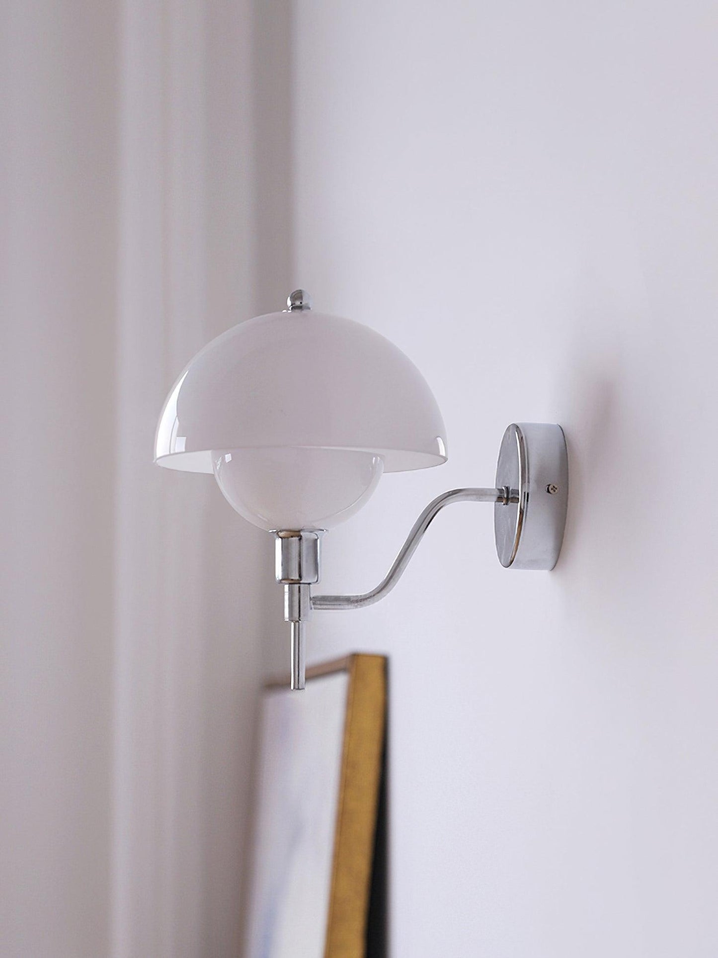 Bidle Wall Light | Chrome Metal | White Shade