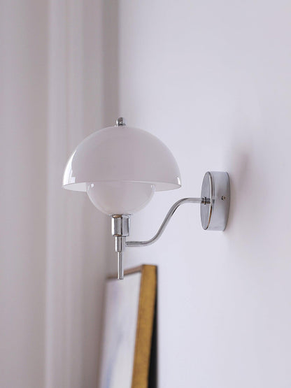 Bidle Wall Light | Chrome Metal | White Shade