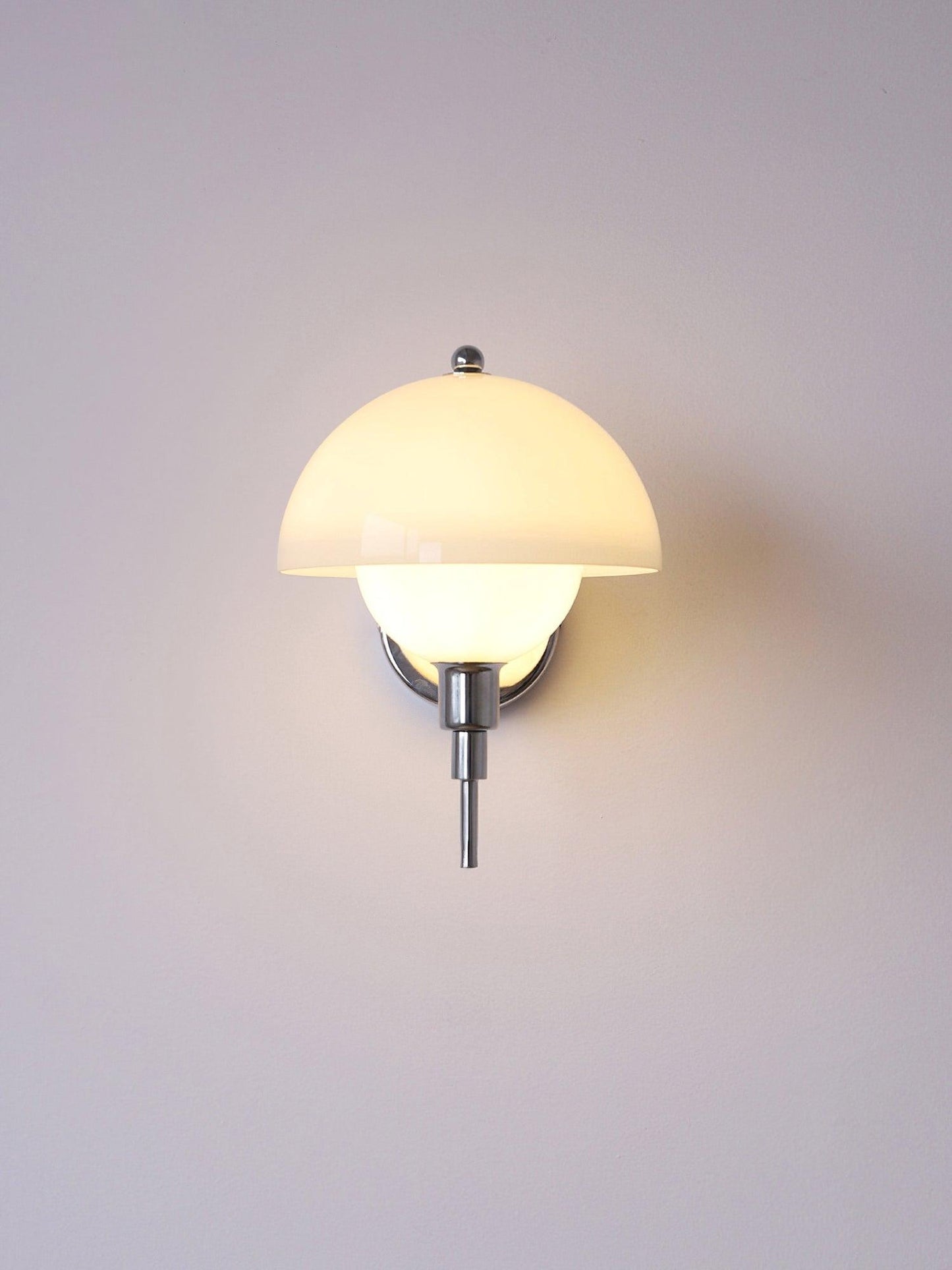 Bidle Wall Light | Chrome Metal | White Shade