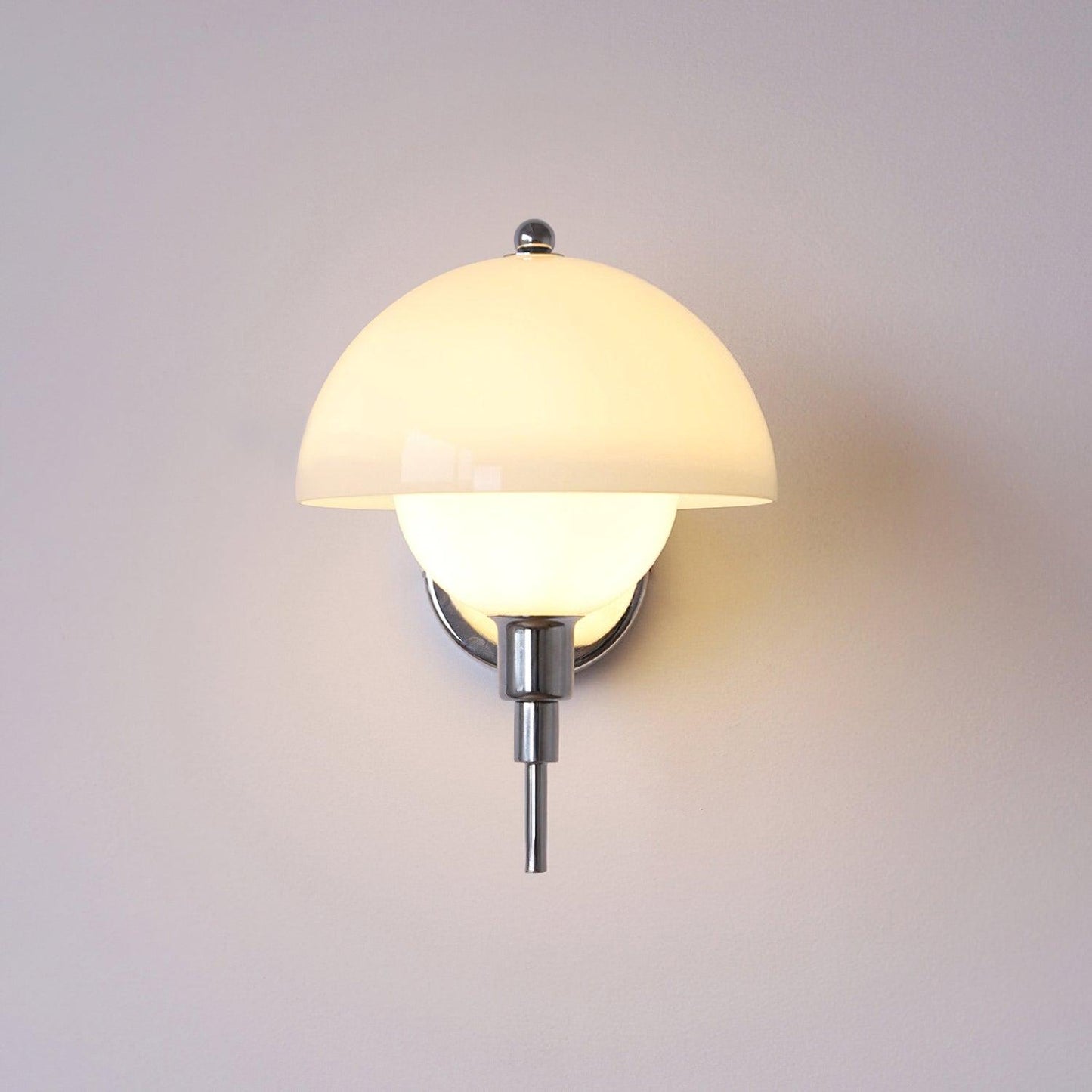Bidle Wall Light | Chrome Metal | White Shade