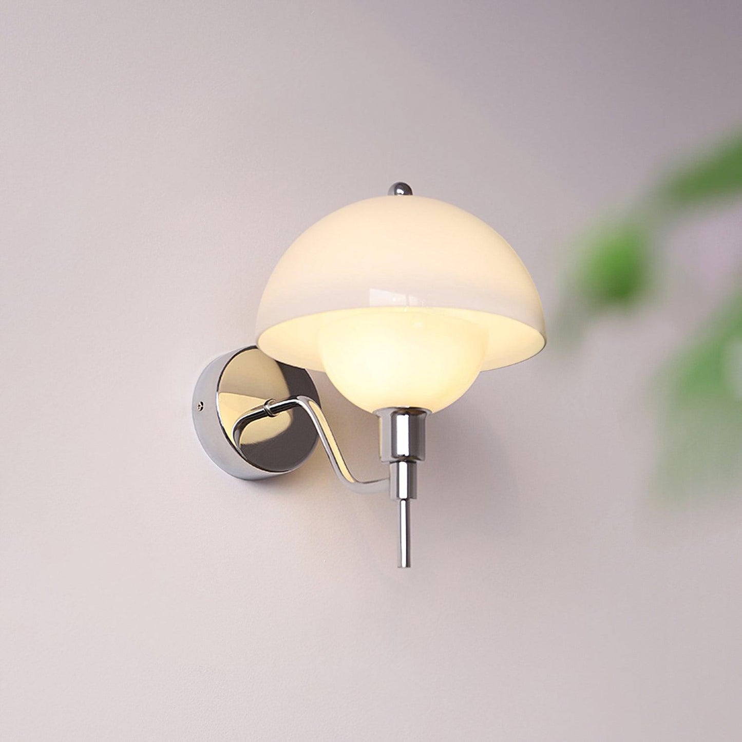 Bidle Wall Light | Chrome Metal | White Shade
