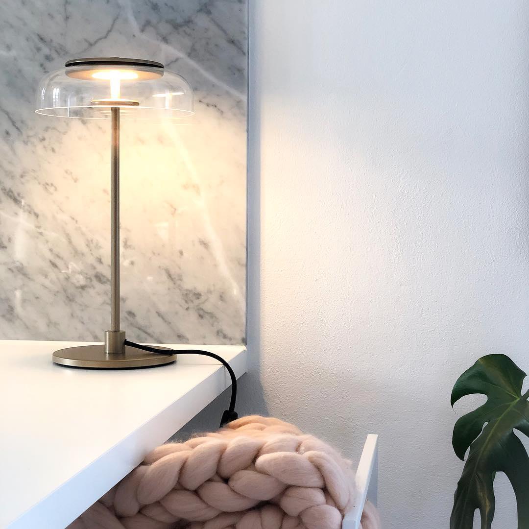 Solara Table Lamp | Brass & Glass | Clear or Grey Shade