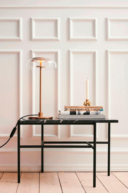 Solara Table Lamp | Brass & Glass | Clear or Grey Shade