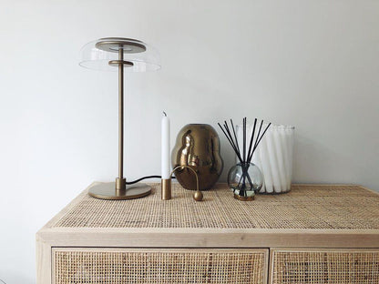 Solara Table Lamp | Brass & Glass | Clear or Grey Shade
