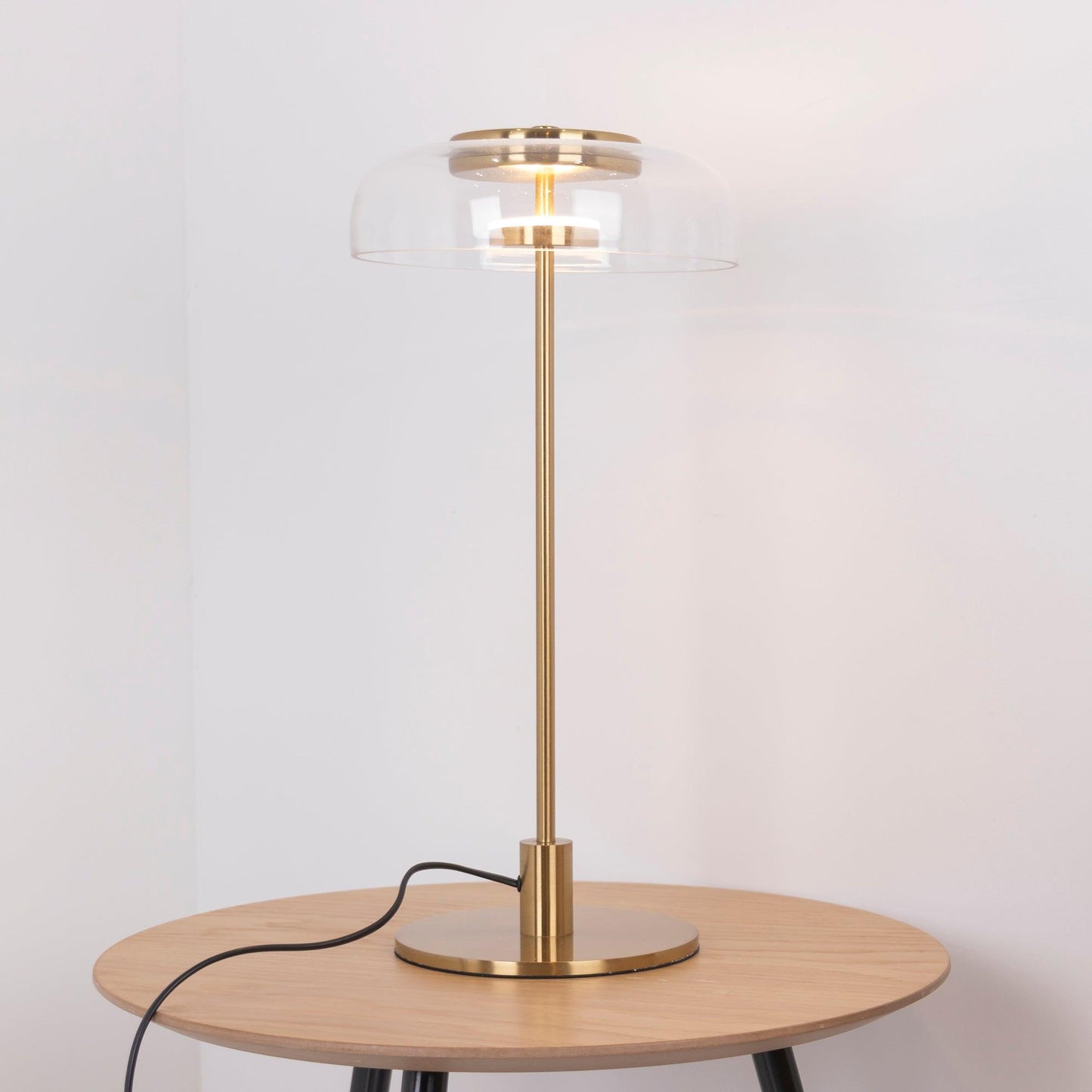 Solara Table Lamp | Brass & Glass | Clear or Grey Shade