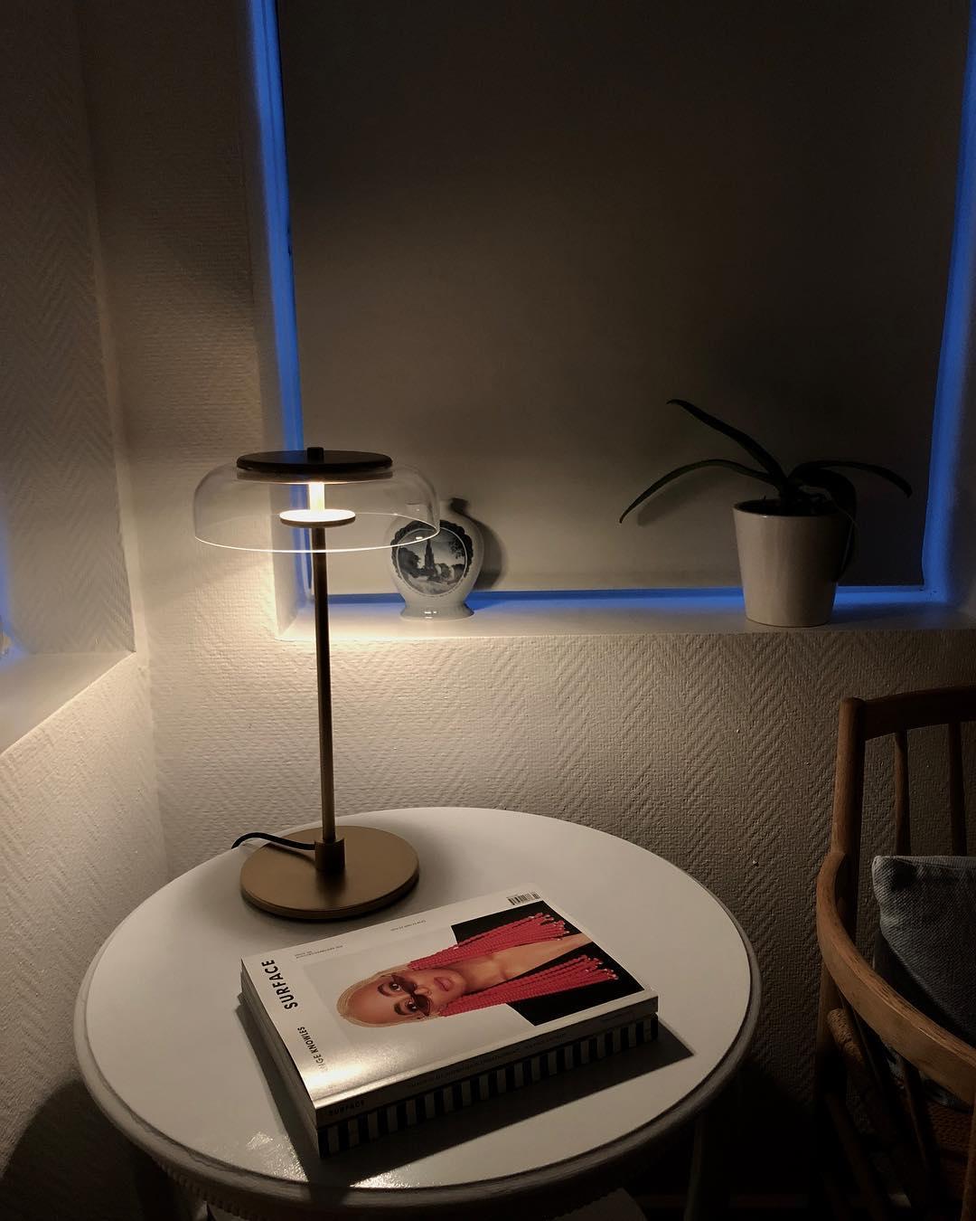 Solara Table Lamp | Brass & Glass | Clear or Grey Shade