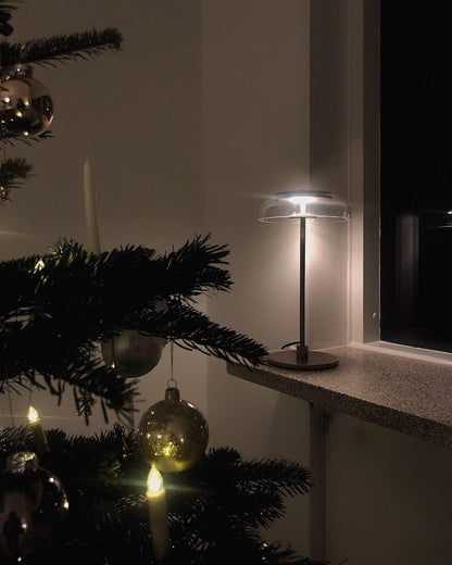 Solara Table Lamp | Brass & Glass | Clear or Grey Shade