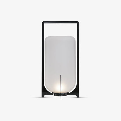 Twilight Lantern Table Lamp | Handcrafted White Glass Shade | Stainless Steel