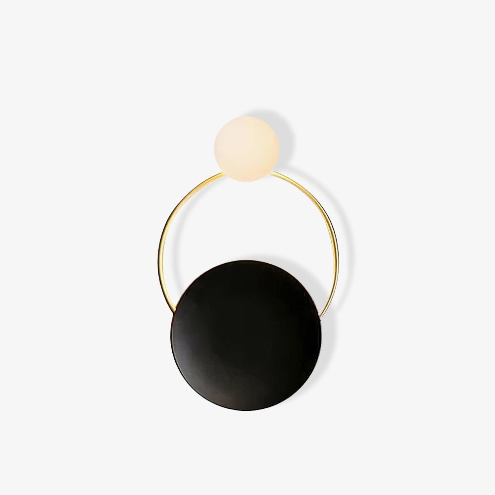Black Circular Wall Lamp | Metal & Glass | Gold & Black