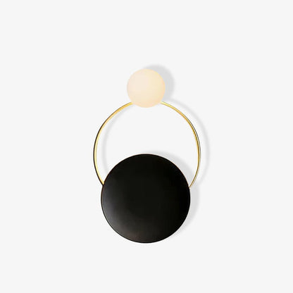 Black Circular Wall Lamp | Metal & Glass | Gold & Black