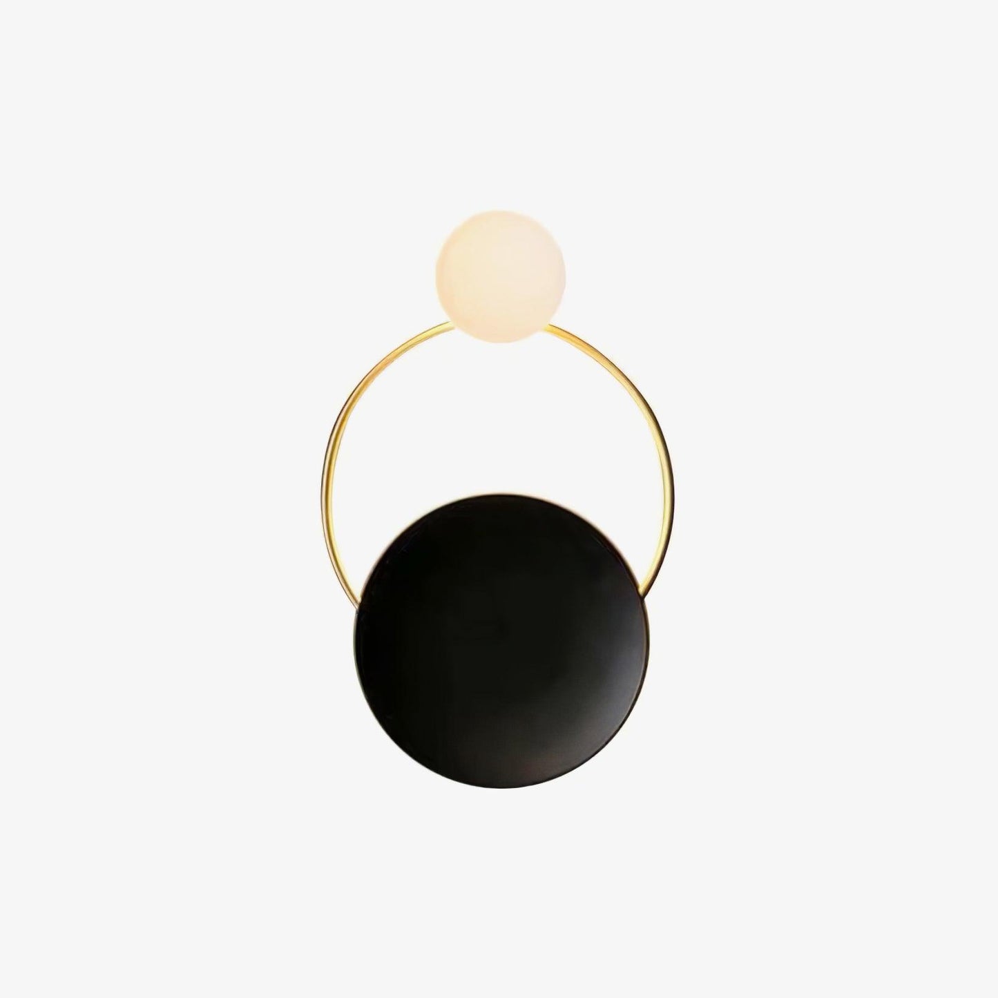 Black Circular Wall Lamp | Metal & Glass | Gold & Black