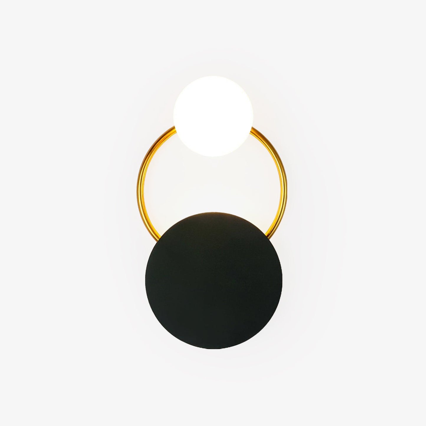 Black Circular Wall Lamp | Metal & Glass | Gold & Black