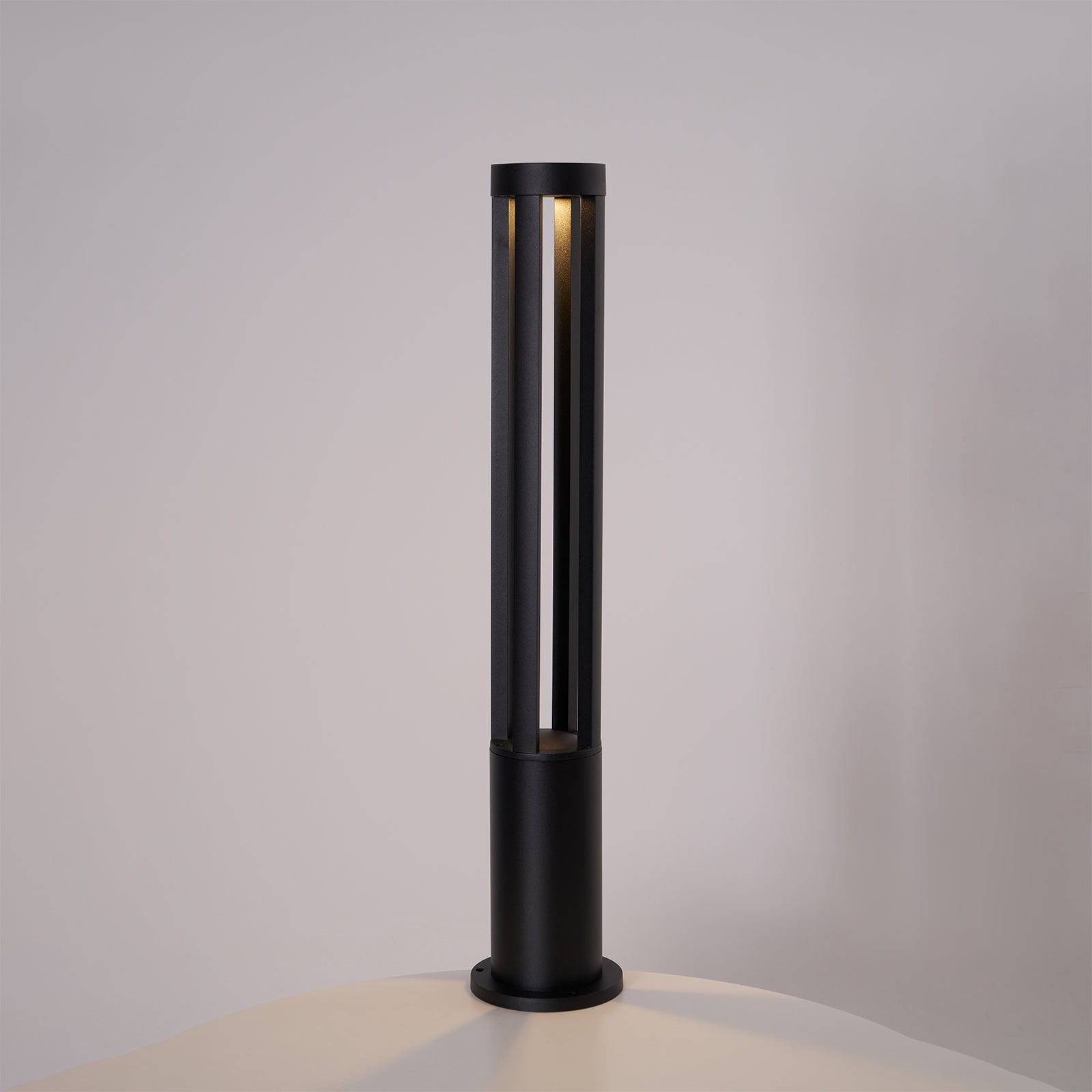Black Cylindrical Solar Outdoor Post Light
