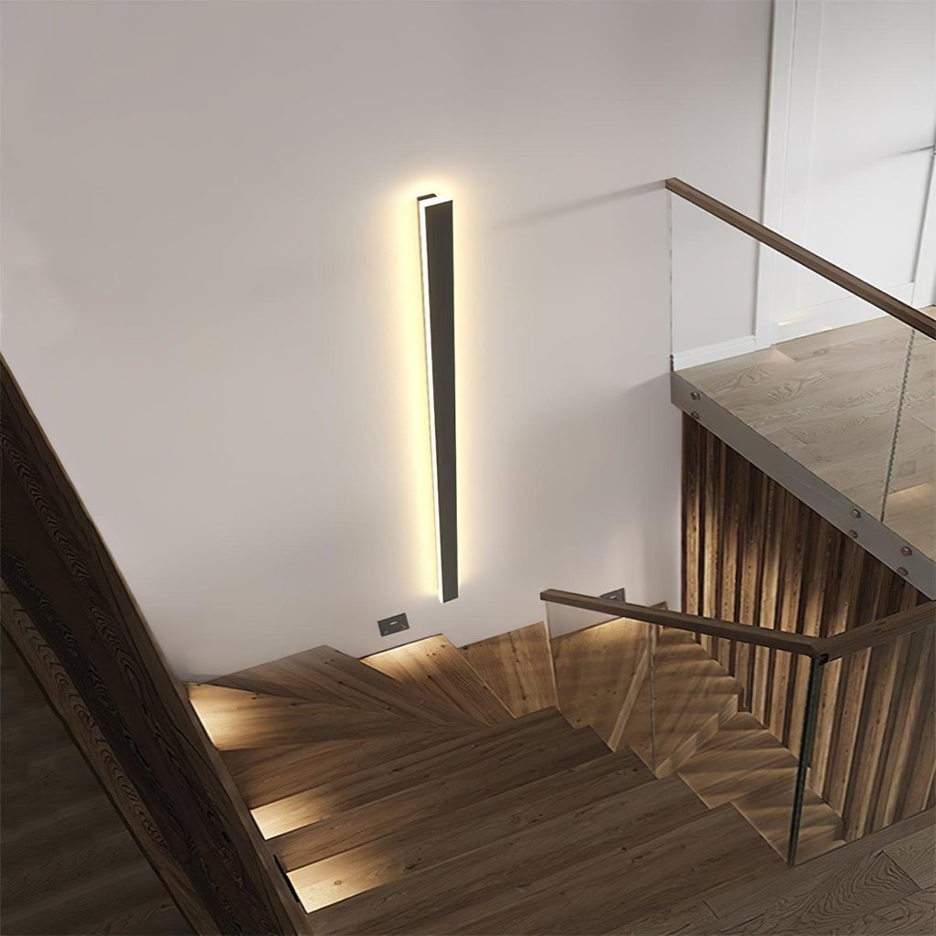 Long Strip Solar Outdoor Sconce | Stainless Steel, Acrylic | Black