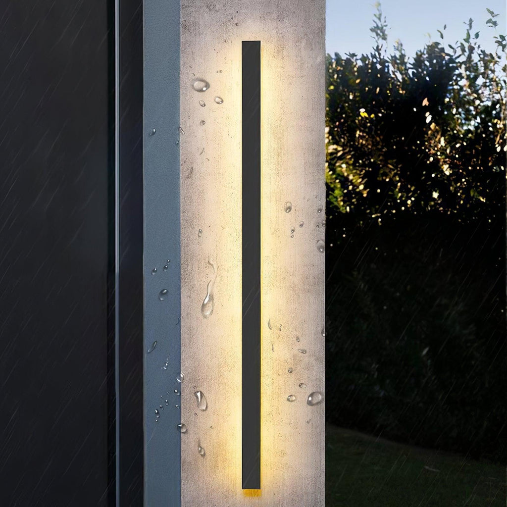 Long Strip Solar Outdoor Sconce | Stainless Steel, Acrylic | Black