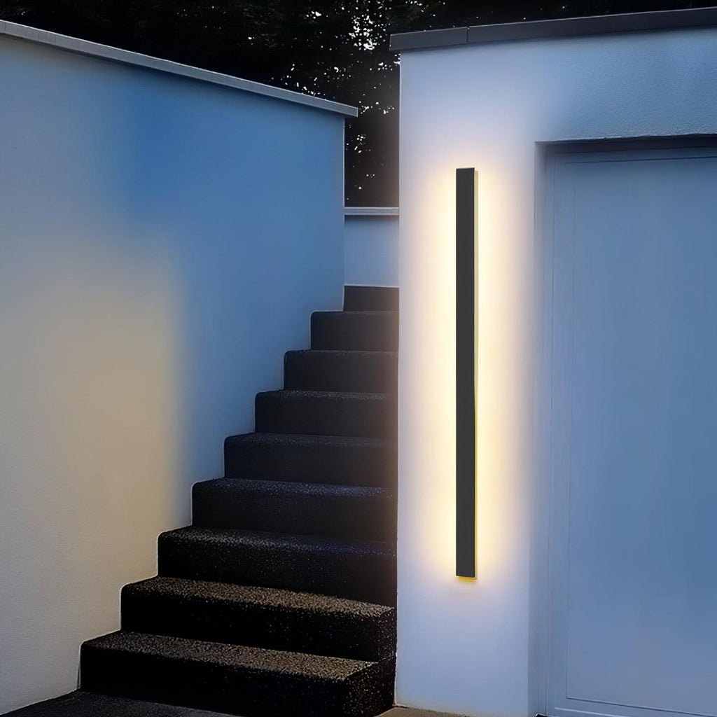 Long Strip Solar Outdoor Sconce | Stainless Steel, Acrylic | Black