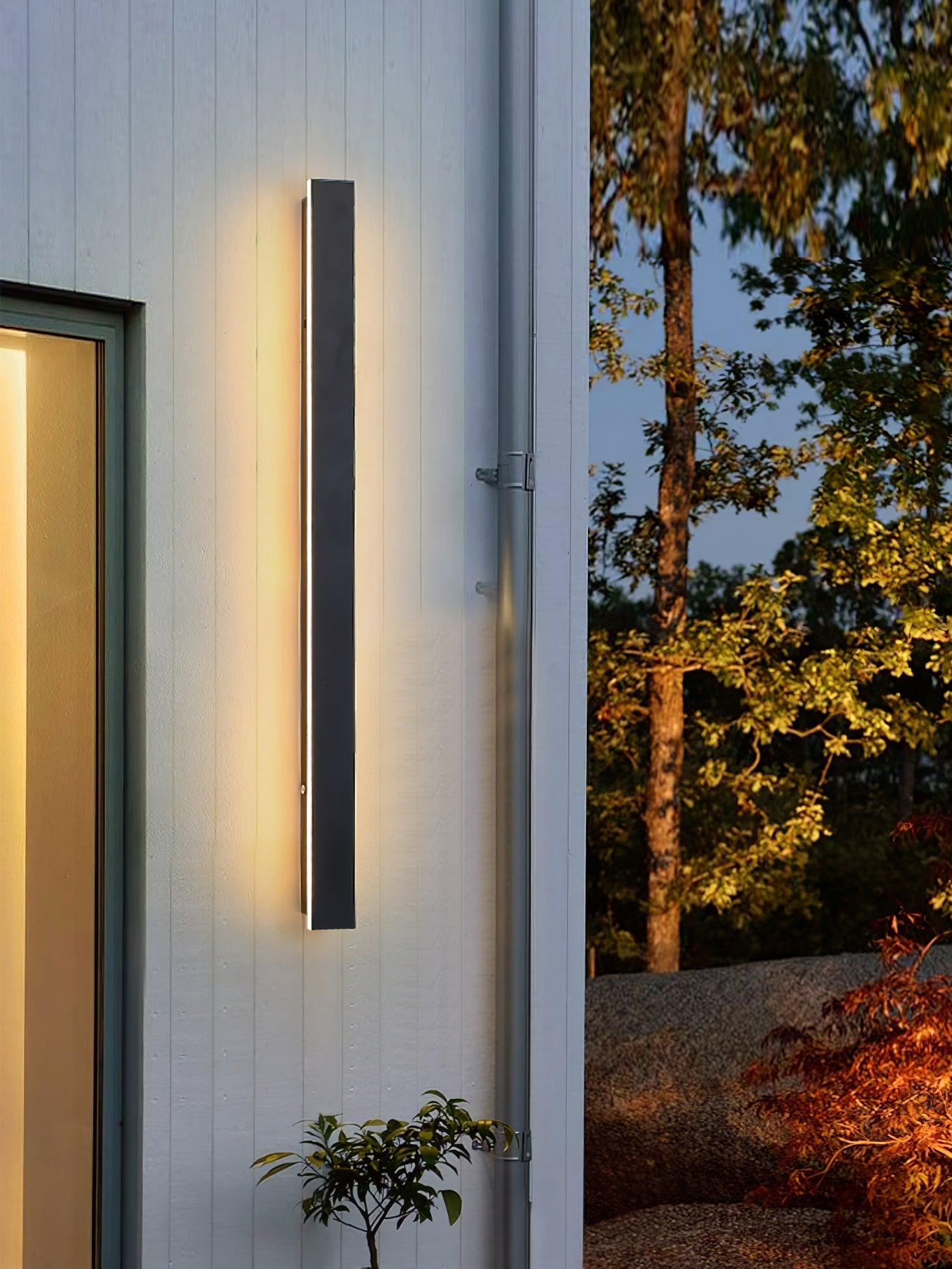 Long Strip Solar Outdoor Sconce | Stainless Steel, Acrylic | Black