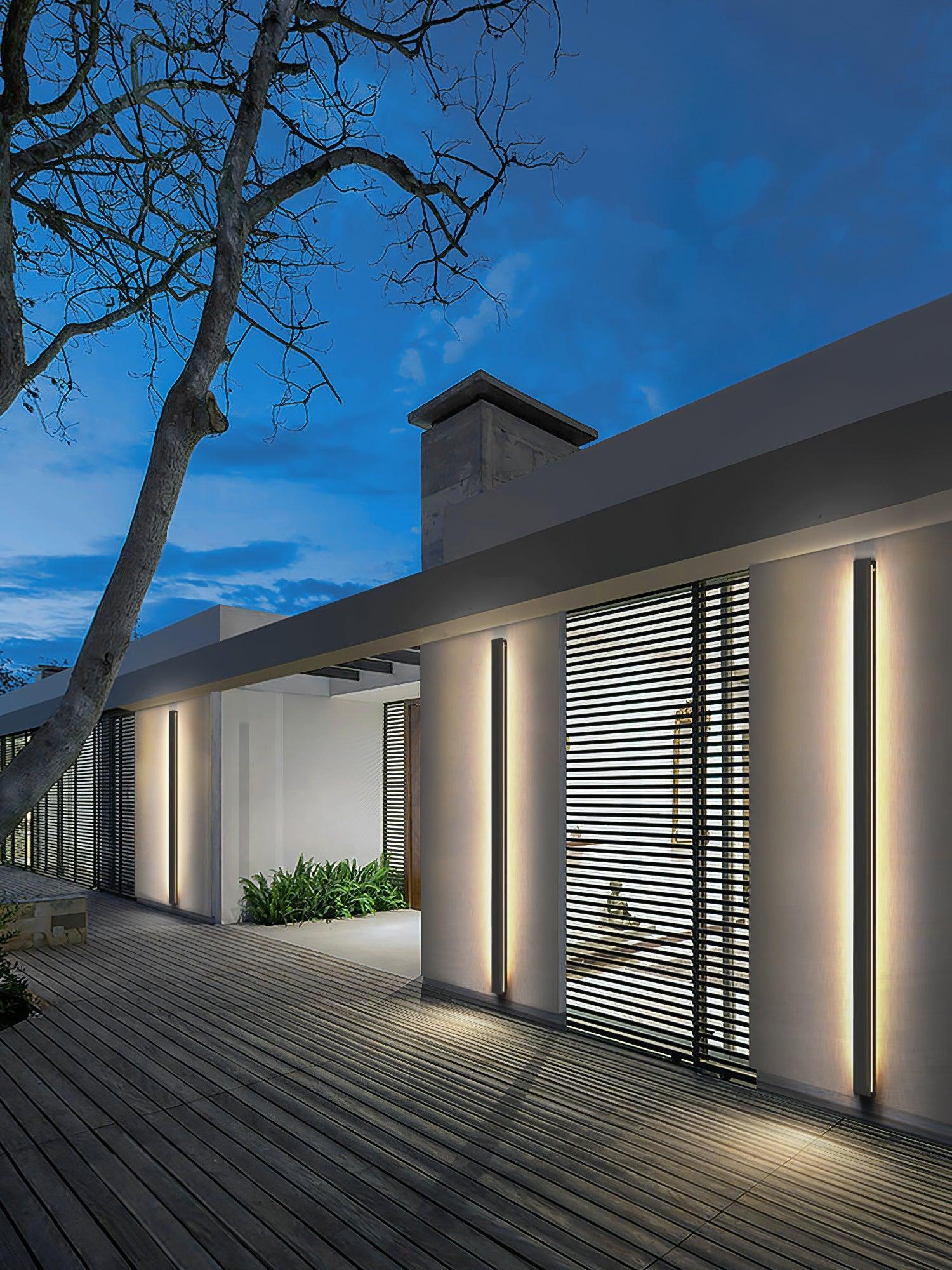Long Strip Solar Outdoor Sconce | Stainless Steel, Acrylic | Black