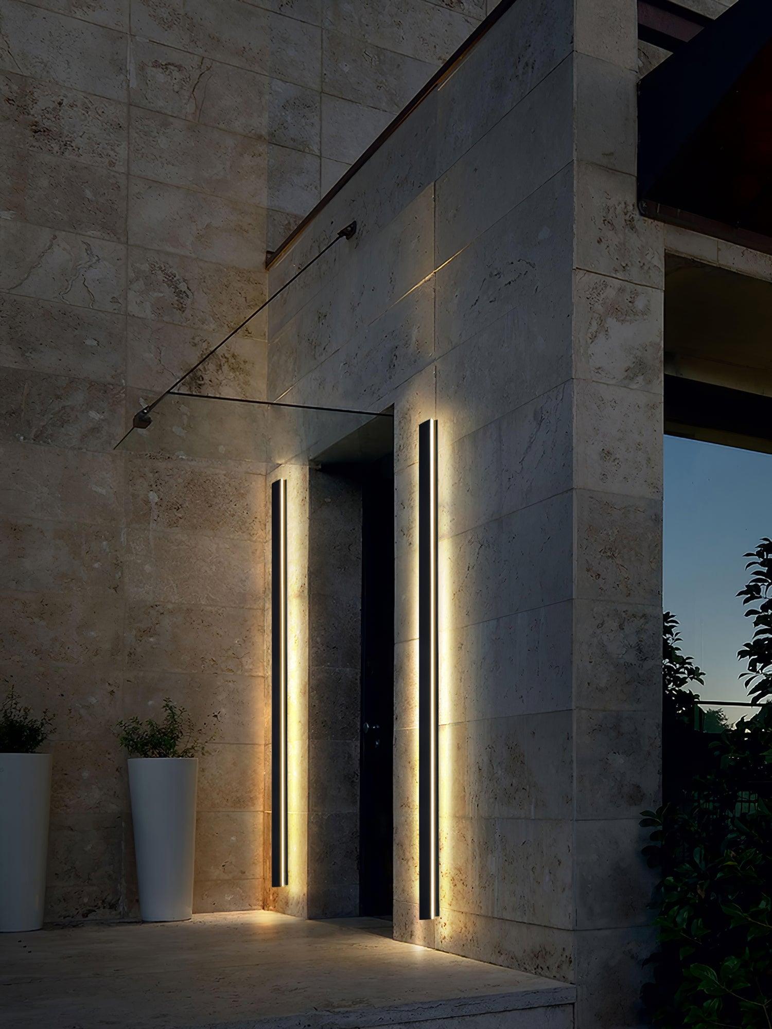 Long Strip Solar Outdoor Sconce | Stainless Steel, Acrylic | Black