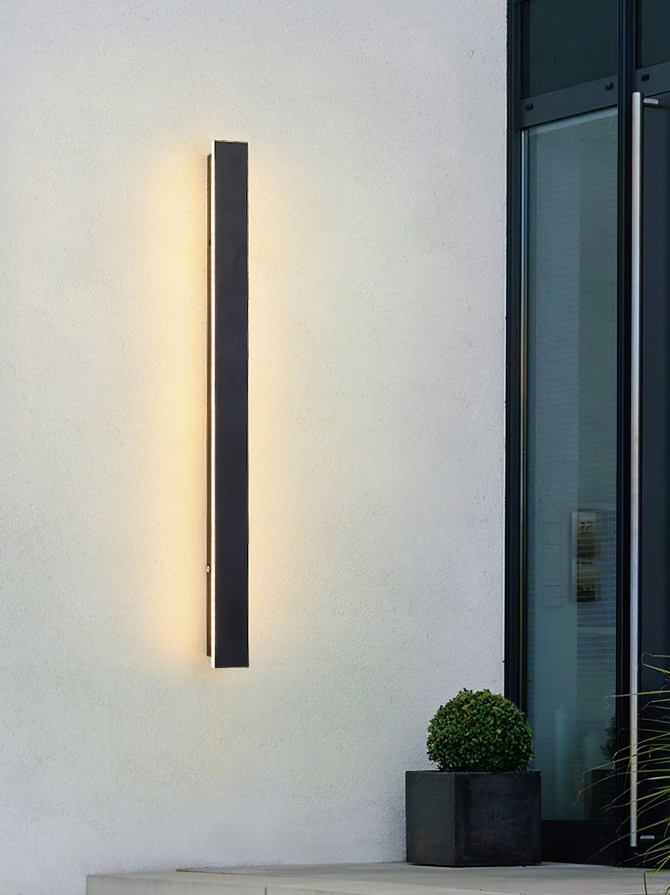 Long Strip Solar Outdoor Sconce | Stainless Steel, Acrylic | Black