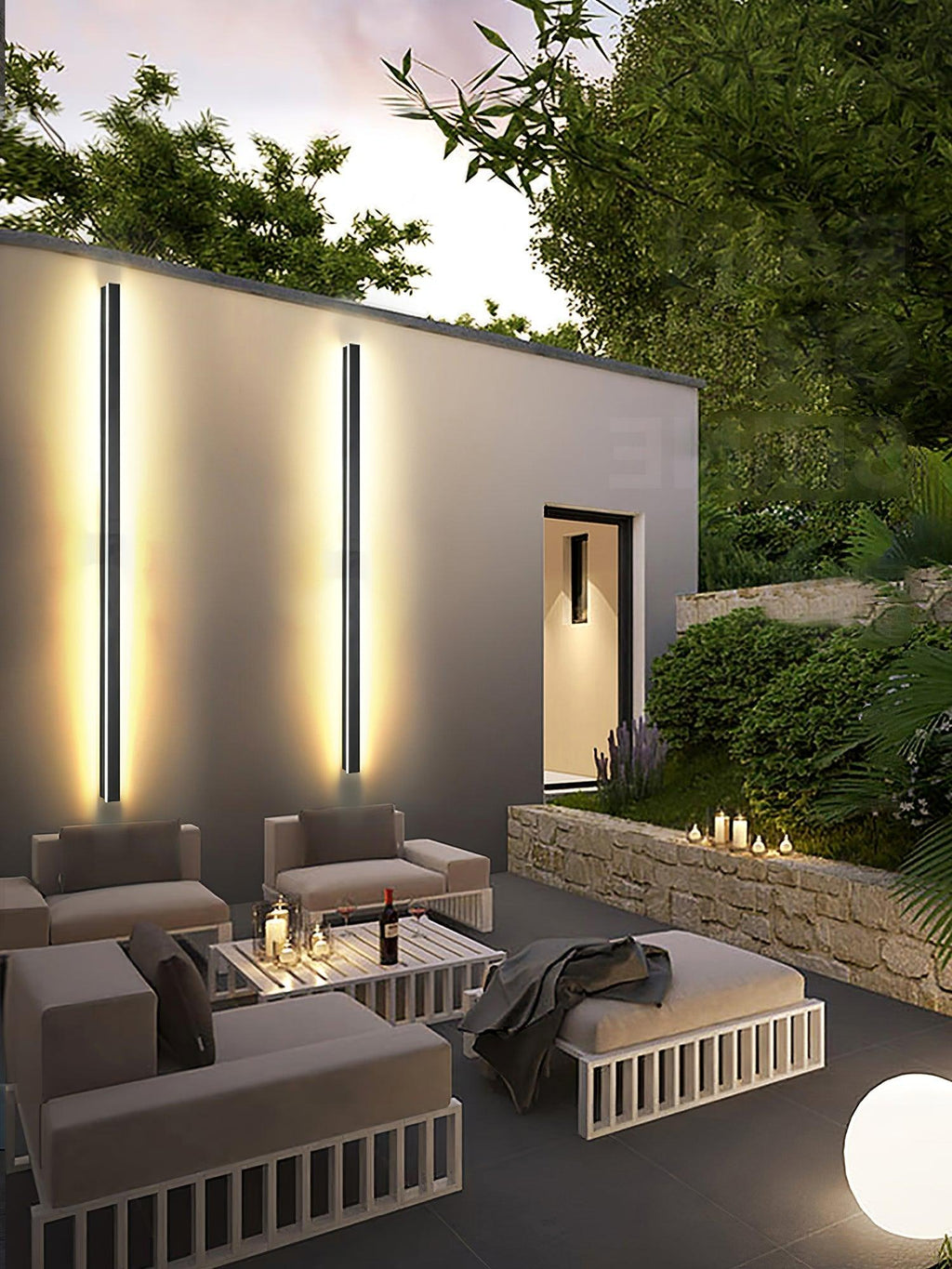 Long Strip Solar Outdoor Sconce | Stainless Steel, Acrylic | Black