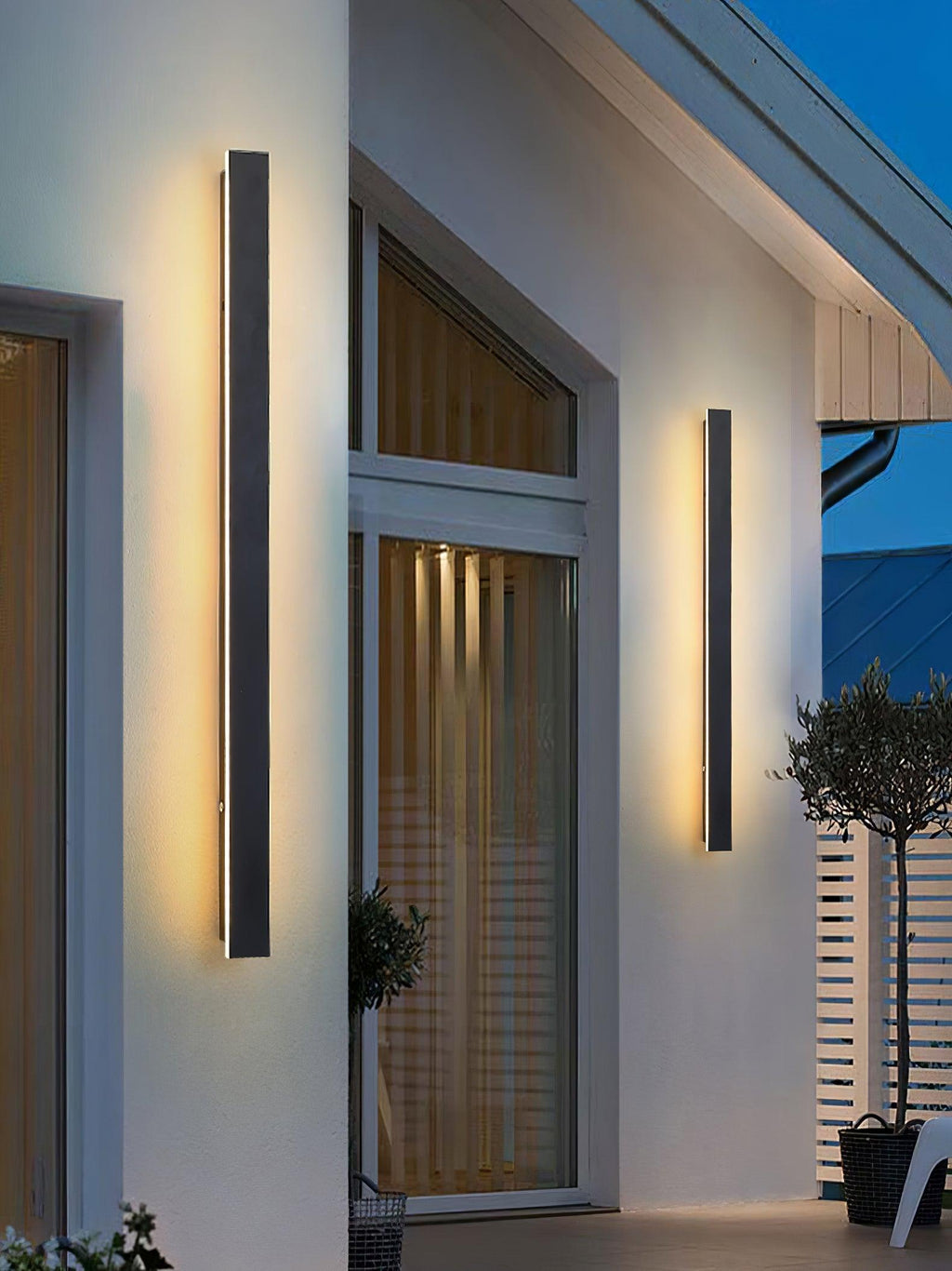 Long Strip Solar Outdoor Sconce | Stainless Steel, Acrylic | Black