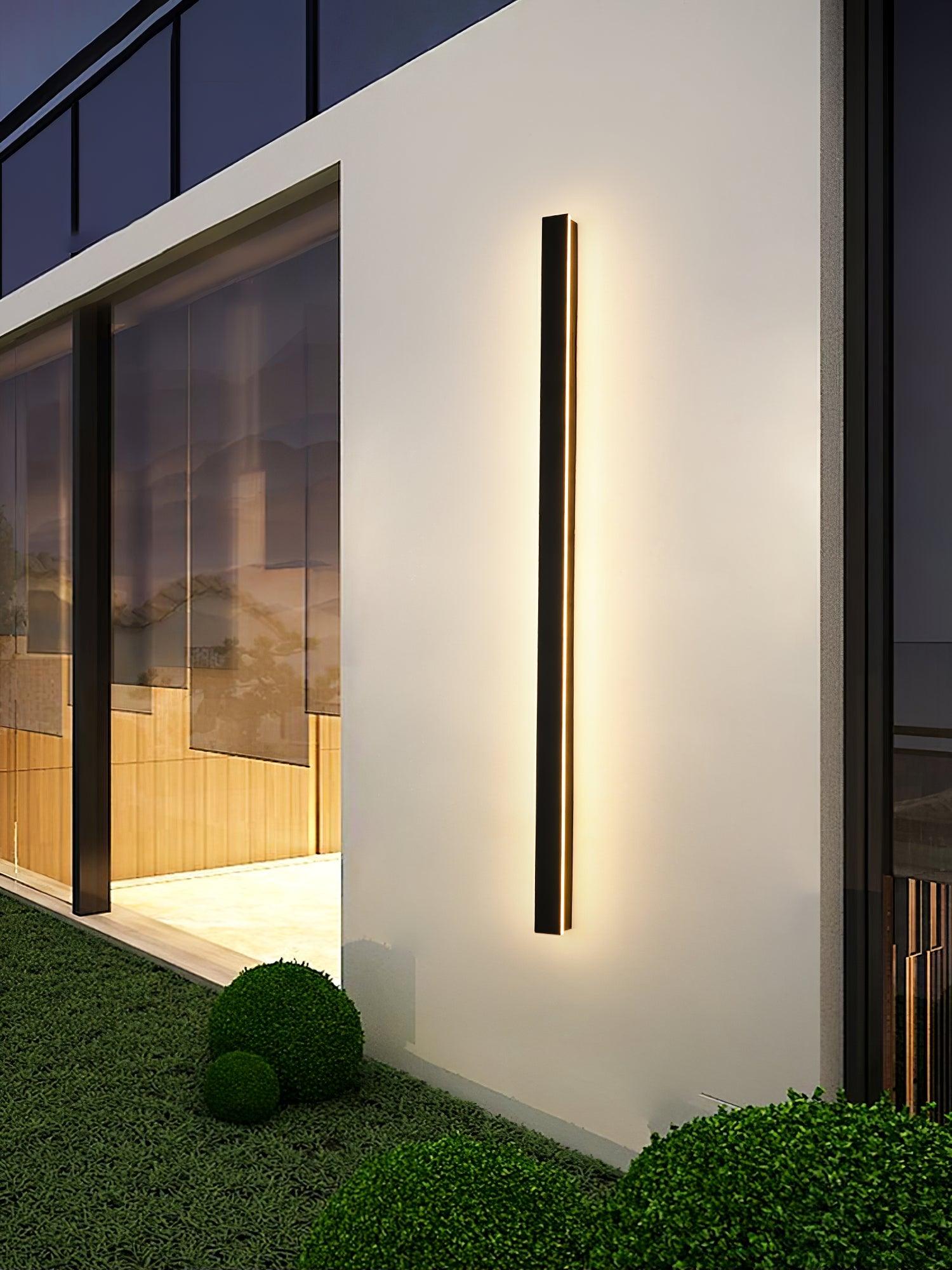 Long Strip Solar Outdoor Sconce | Stainless Steel, Acrylic | Black