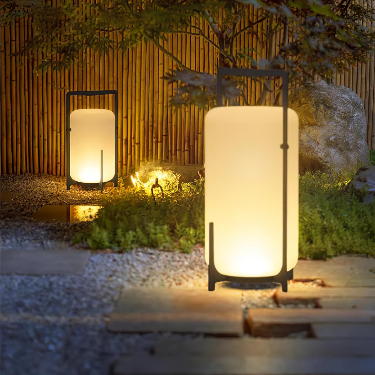 Twilight Lantern Table Lamp | Handcrafted White Glass Shade | Stainless Steel
