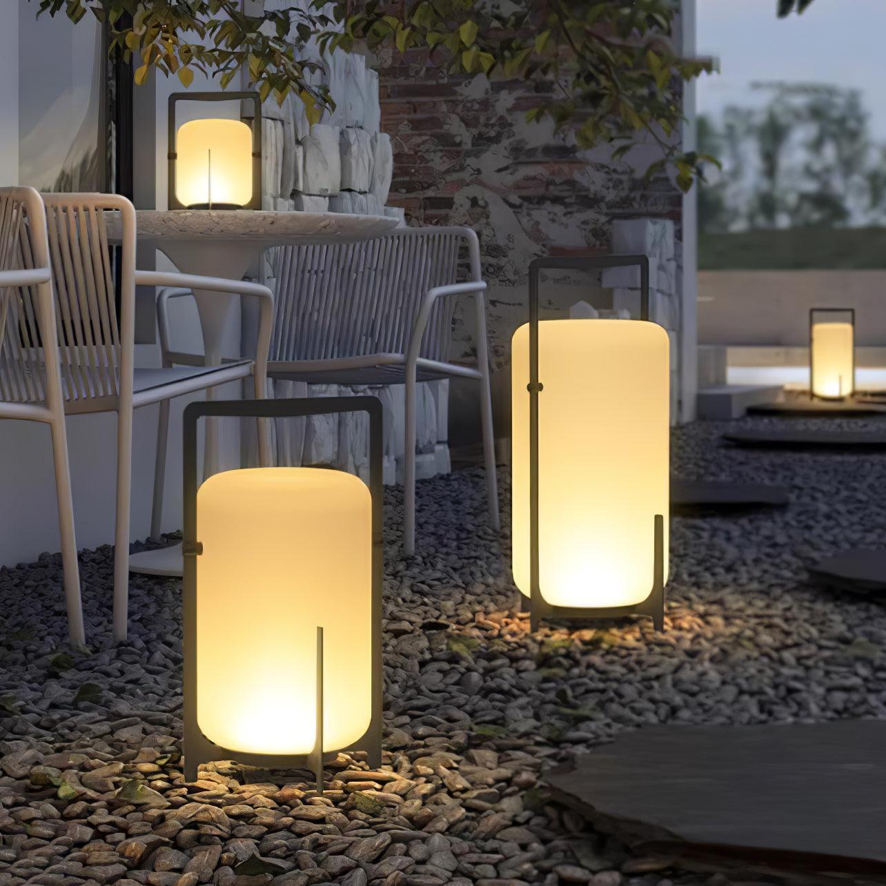 Twilight Lantern Table Lamp | Handcrafted White Glass Shade | Stainless Steel