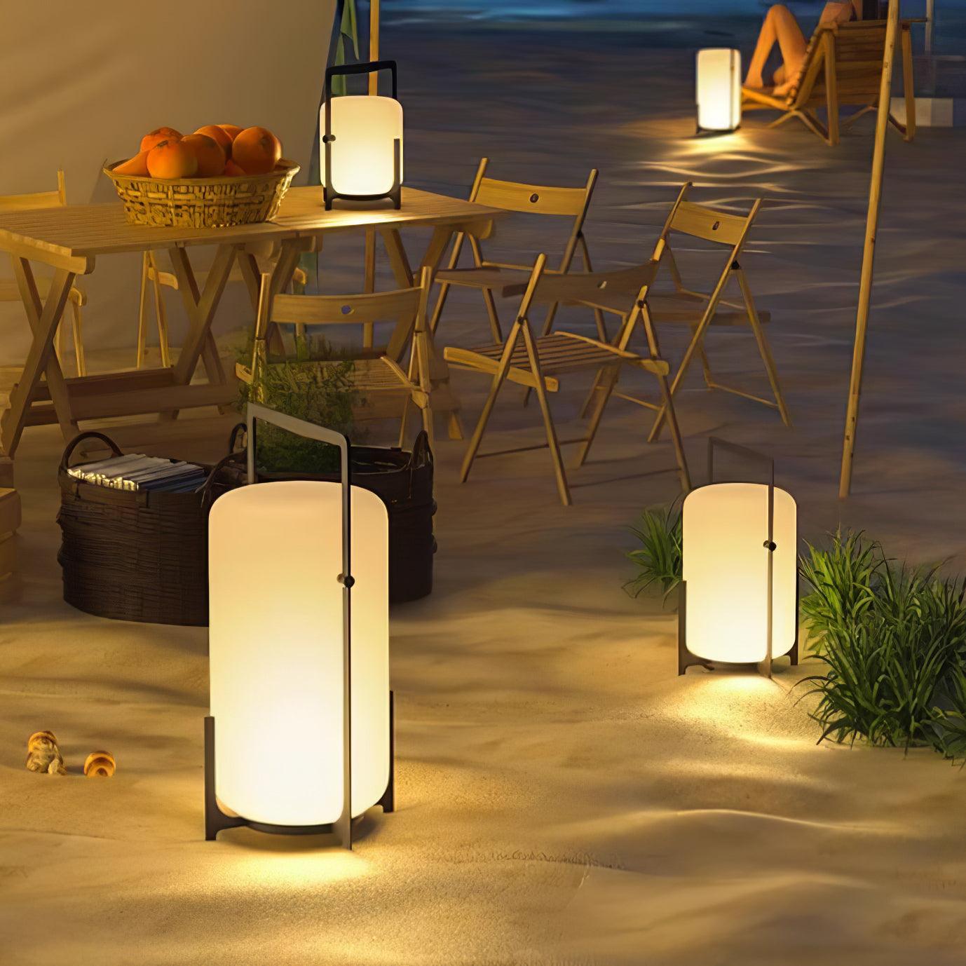 Twilight Lantern Table Lamp | Handcrafted White Glass Shade | Stainless Steel