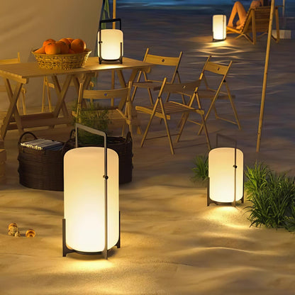 Twilight Lantern Table Lamp | Handcrafted White Glass Shade | Stainless Steel