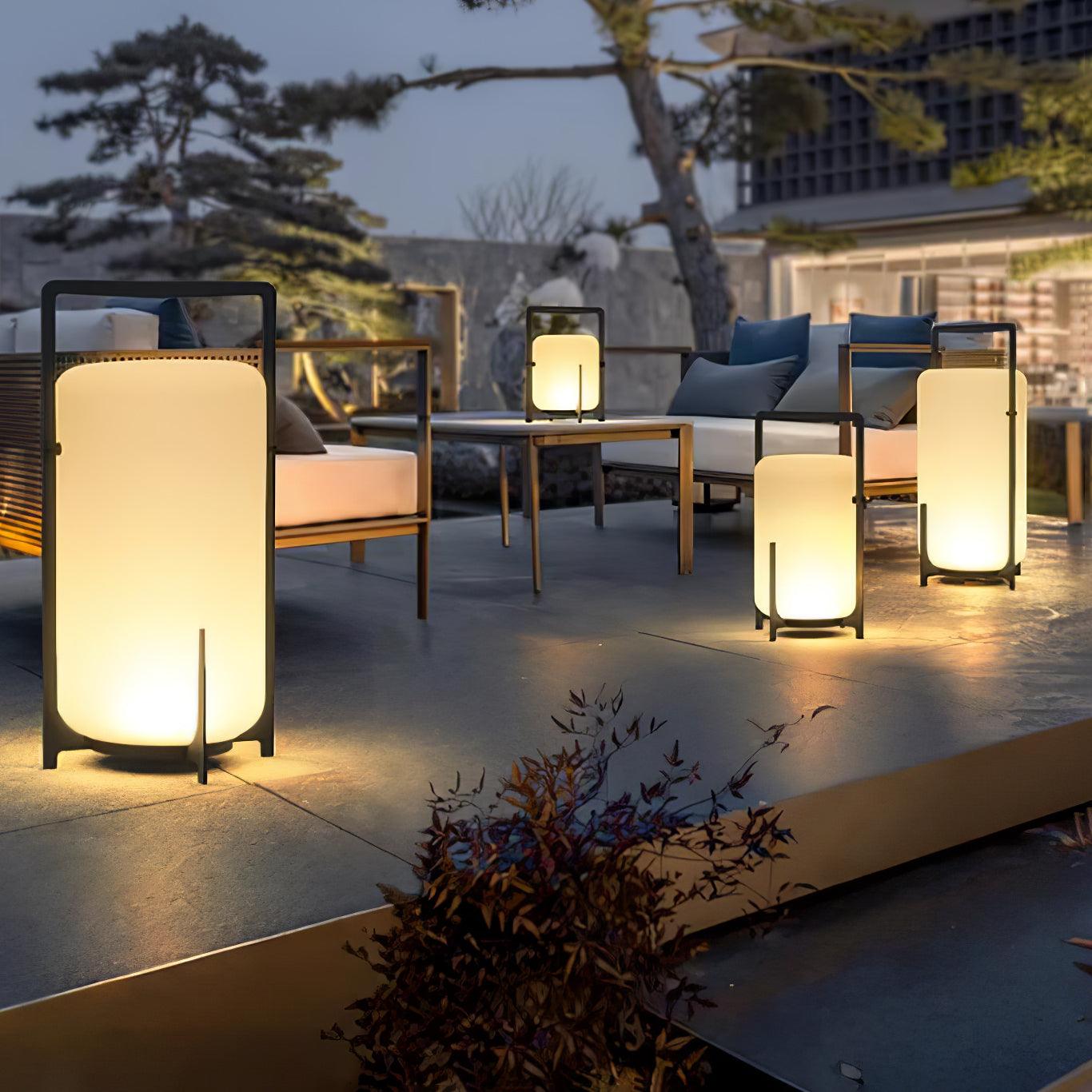 Twilight Lantern Table Lamp | Handcrafted White Glass Shade | Stainless Steel