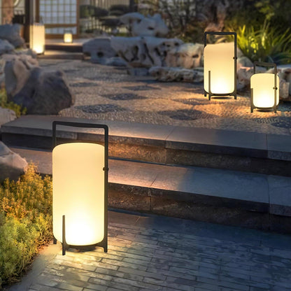 Twilight Lantern Table Lamp | Handcrafted White Glass Shade | Stainless Steel