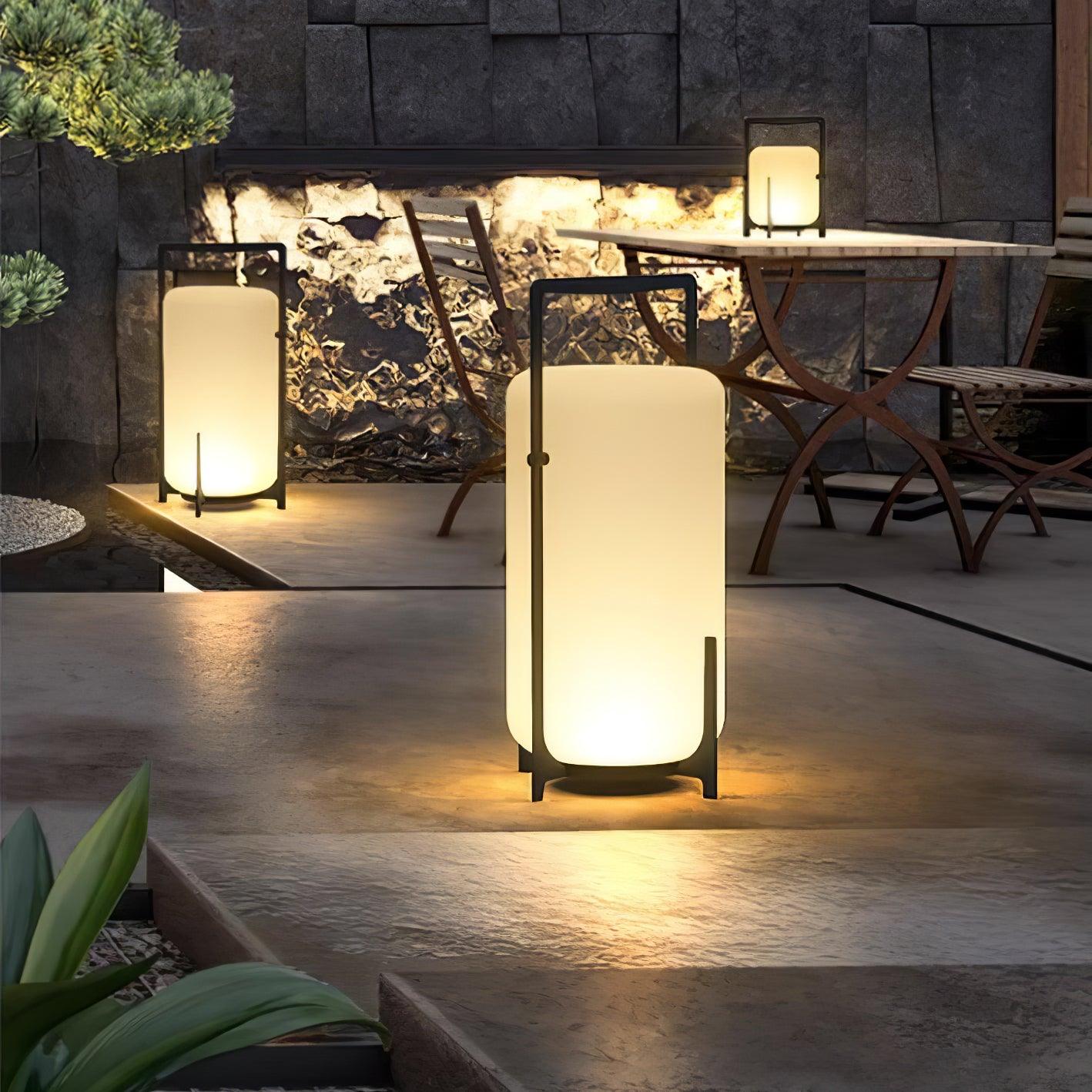 Twilight Lantern Table Lamp | Handcrafted White Glass Shade | Stainless Steel