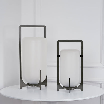 Twilight Lantern Table Light | Stainless Steel & White | 20cm Diameter