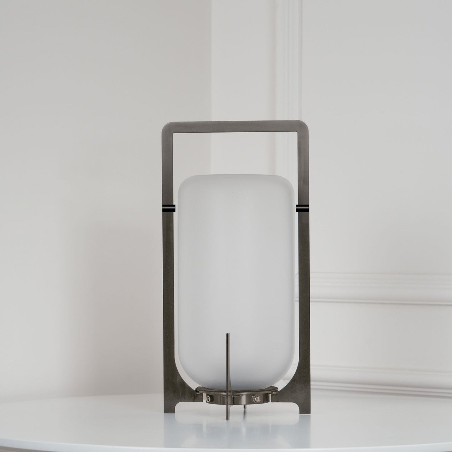 Twilight Lantern Table Light | Stainless Steel & White | 20cm Diameter