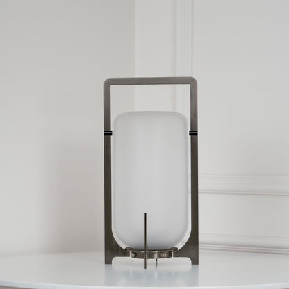 Twilight Lantern Table Light | Stainless Steel & White | 20cm Diameter