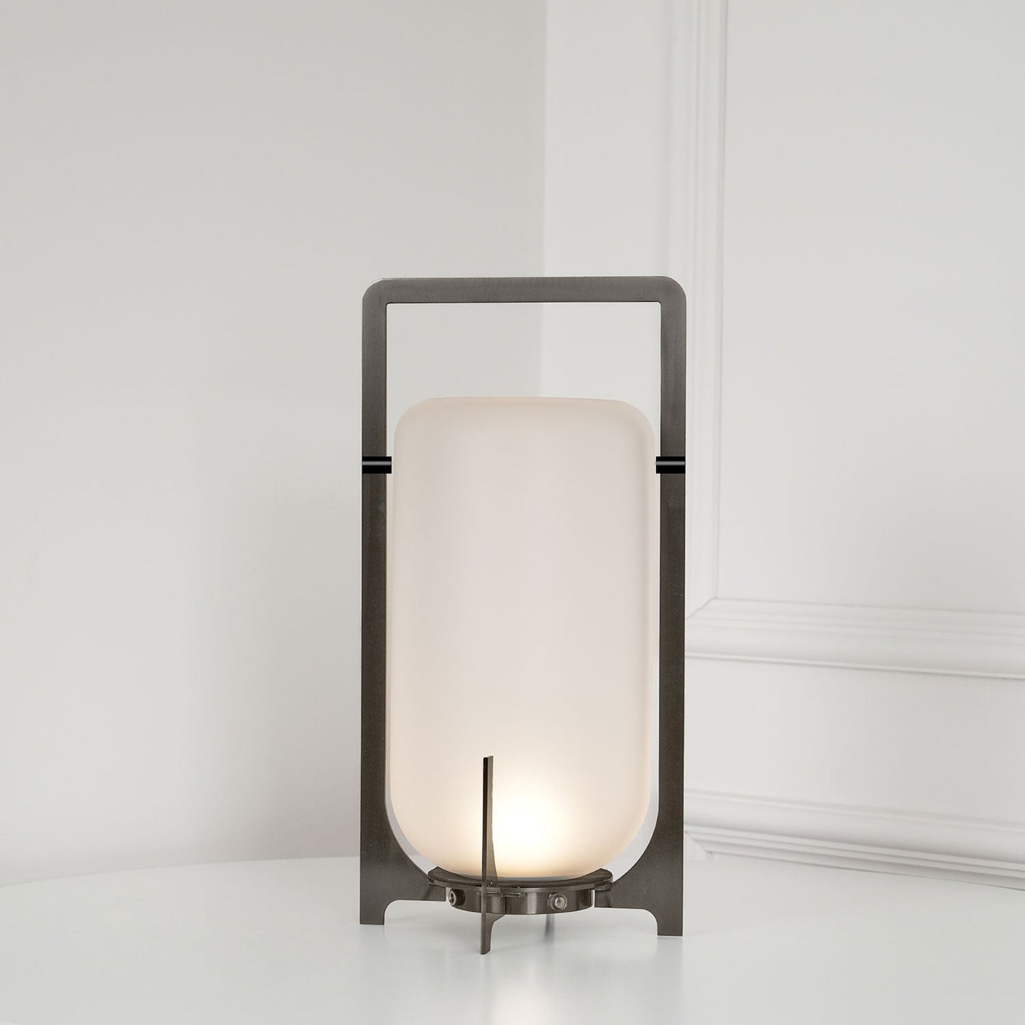 Twilight Lantern Table Light | Stainless Steel & White | 20cm Diameter