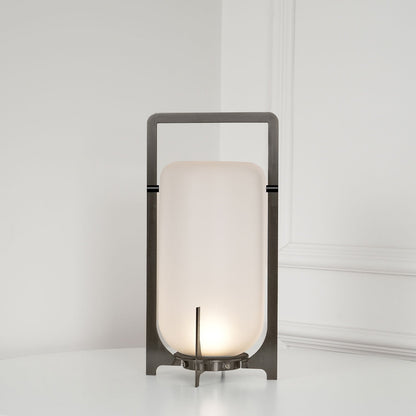 Twilight Lantern Table Light | Stainless Steel & White | 20cm Diameter