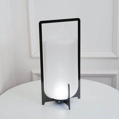 Twilight Lantern Table Lamp | Handcrafted White Glass Shade | Stainless Steel