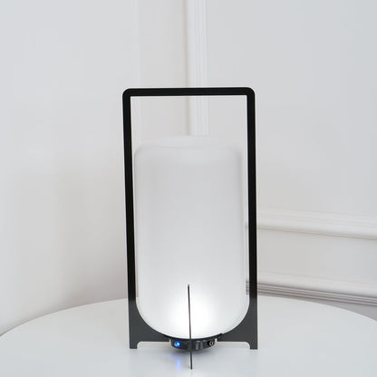 Twilight Lantern Table Lamp | Handcrafted White Glass Shade | Stainless Steel