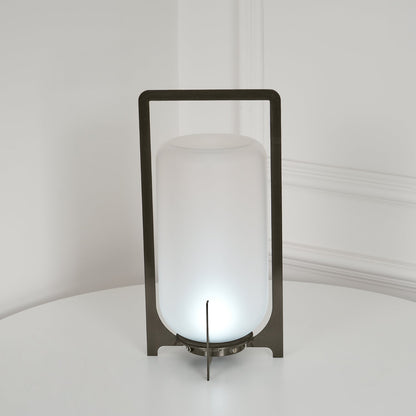 Twilight Lantern Table Light | Stainless Steel & White | 20cm Diameter