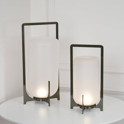 Twilight Lantern Table Light | Stainless Steel & White | 20cm Diameter