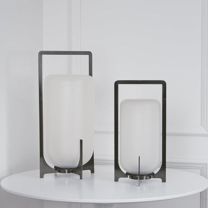 Twilight Lantern Table Light | Stainless Steel & White | 20cm Diameter