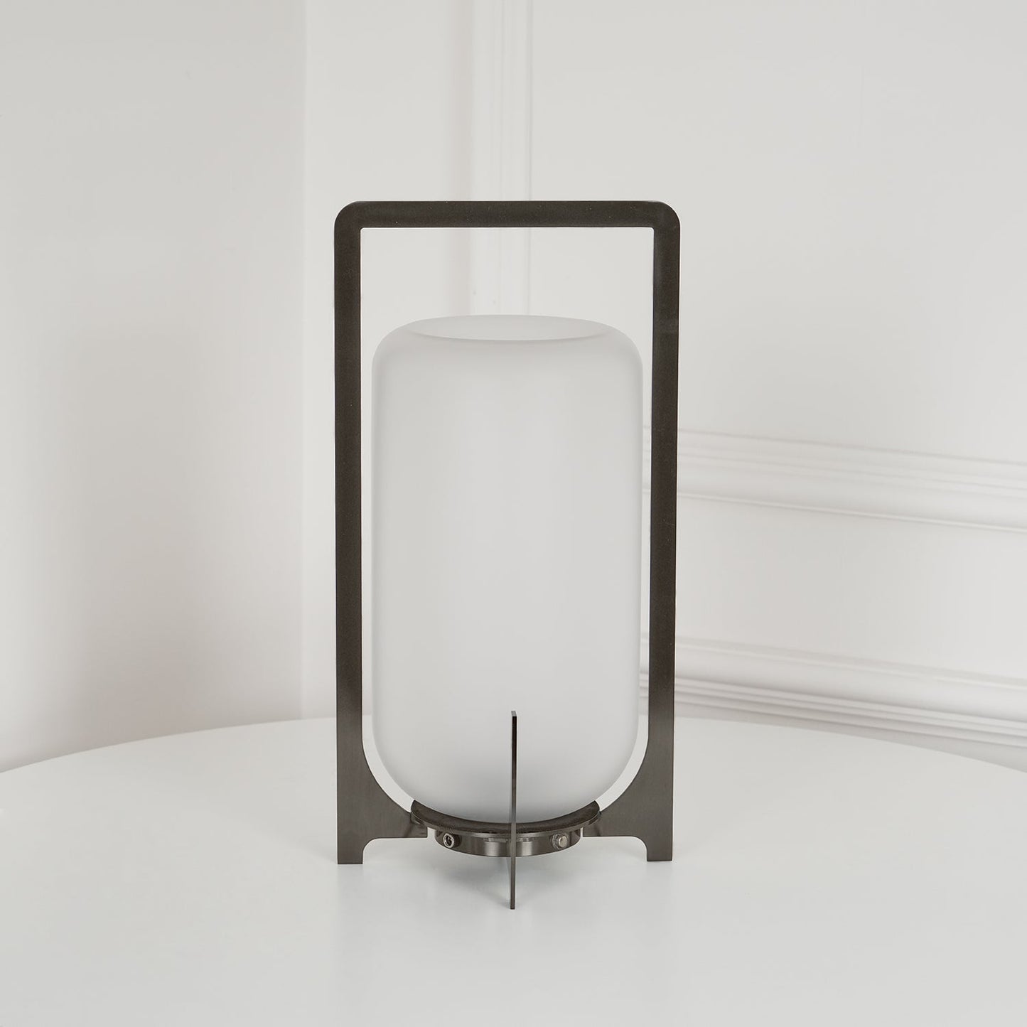 Twilight Lantern Table Light | Stainless Steel & White | 20cm Diameter
